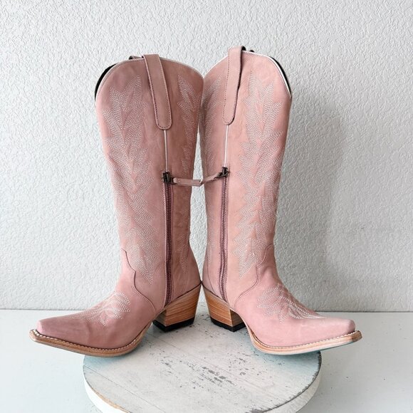 Lane Gallatin Womens Cowboy Boots 6.5 Pink Cowgirl Western Mid Calf Pointed Toe - Picture 7 of 11